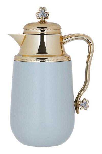 ALSAIF Fatima Plastic Thermos Set 1/0.7 L Gilded 2 Pieces Light Gray
