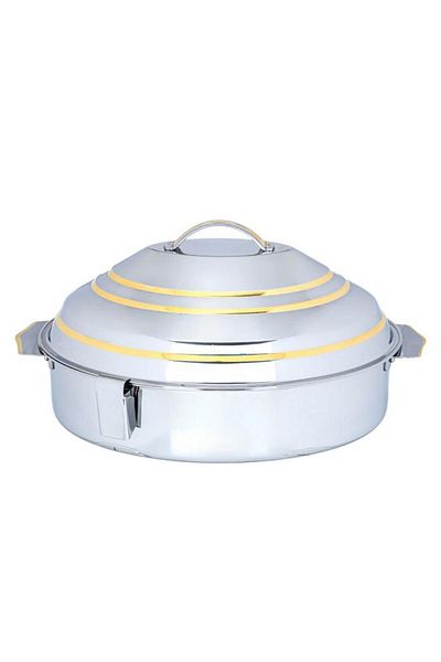 ALSAIF Steel Food Container 2.5 Liter 30 Cm Oval Gilded Silver