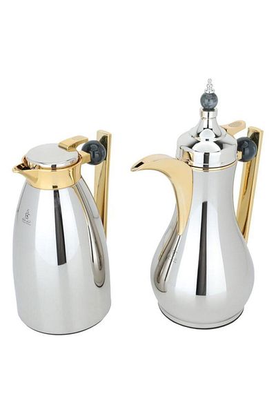 ALSAIF Alaa Steel Thermos Set 1 Liter Gray Silver Marble Handle