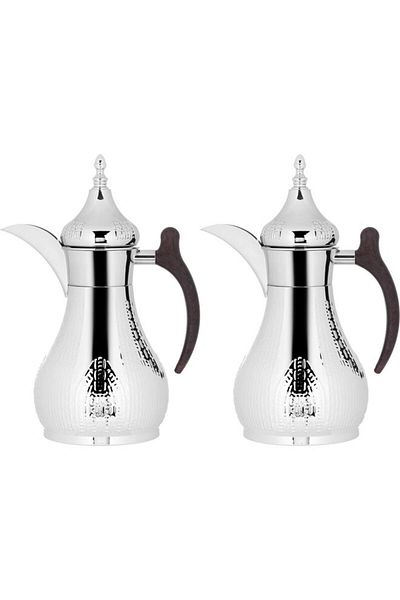 ALSAIF Haila Steel Thermos Set 1.2/1.2L 2 Pieces Silver & Gold