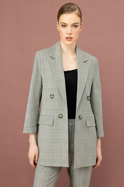 Ekol Double Sleeve Plaid Jacket