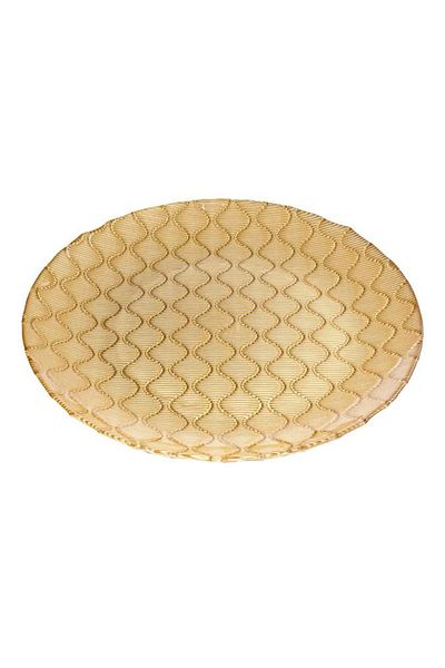 ALSAIF Glass Serving Plate 32X32X2 Cm Gold