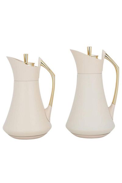 ALSAIF Karma Pro Steel Thermos Set 2 Pieces 0.7 / 1 Liter Beige