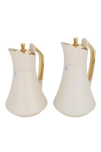 ALSAIF Karma Pro Steel Thermos Set 2 Pieces 0.7 / 1 Liter Beige