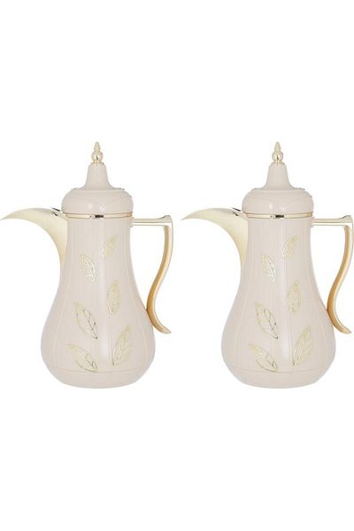 ALSAIF Steel Thermos Set (Salma) 1 Liter 2 Pieces Beige