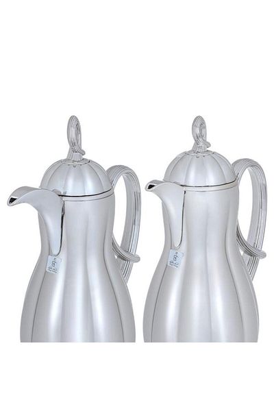 ALSAIF Thermal Glass Thermos Set 2 Pieces 0.7/1 Liter Silver