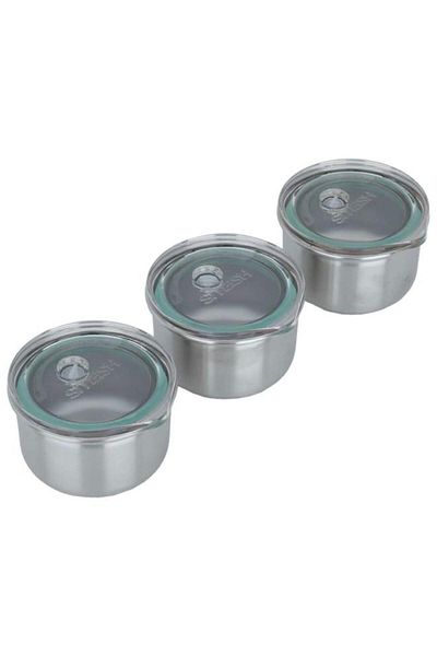 ALSAIF Steel Food Container Set 360 Ml/2 Inch 3 Pieces Silver