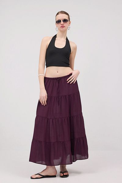 Addax Long Skirt with String Tie on Waist E16612