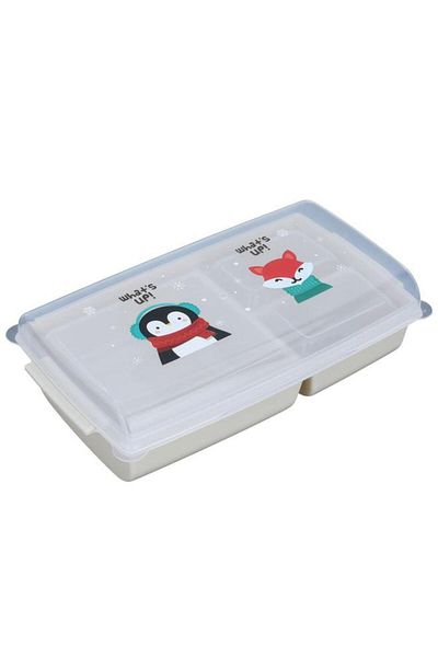 ALSAIF Plastic Lunch Box Divided Transparent Cover Beige