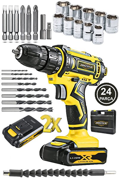 DOZZER Dz-x1200 Metal Şanjuman 2x Akülü 27 Parça Setli Akülü Şarjlı Vidalama ...