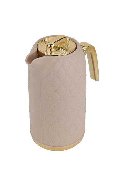 ALSAIF Plastic Rattan Thermos 1 Liter Golden Light Brown Handle