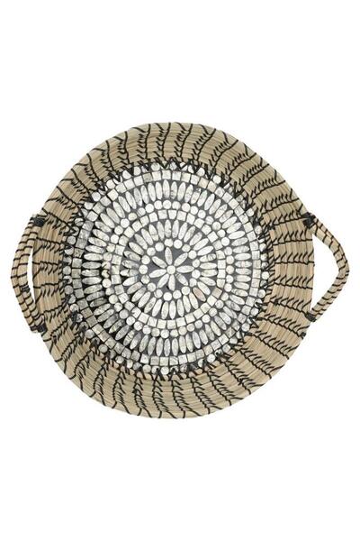 ALSAIF Wicker Serving Tofir 46 X 46 X 9 Cm Round Black Beige