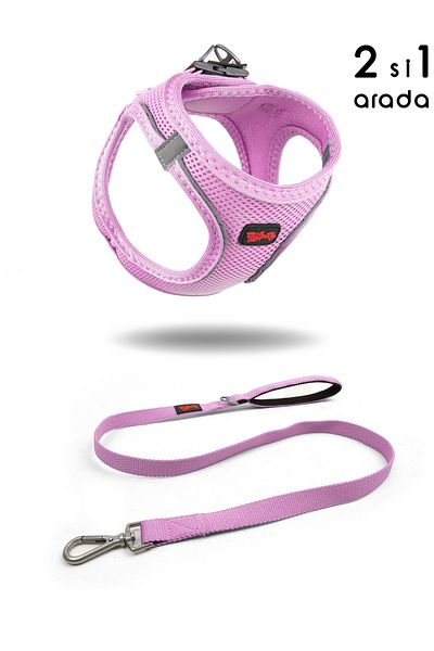 Tailpetz Air-Mesh Cat Dog Chest Collar and Trip Set - Lilac, 2 in 1