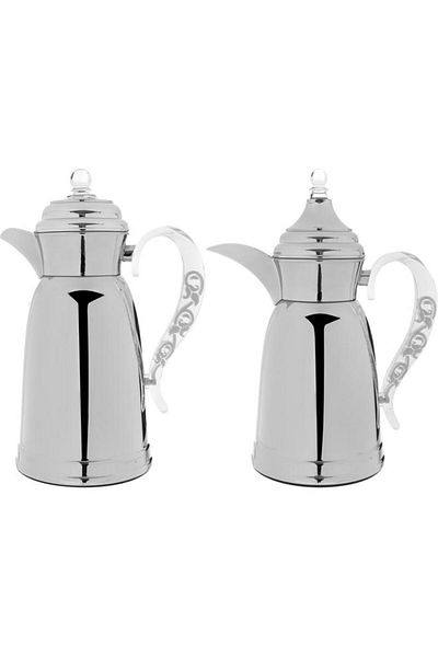 ALSAIF Qamar Stainless Steel Thermos Set 0.7/1 Liter Silver