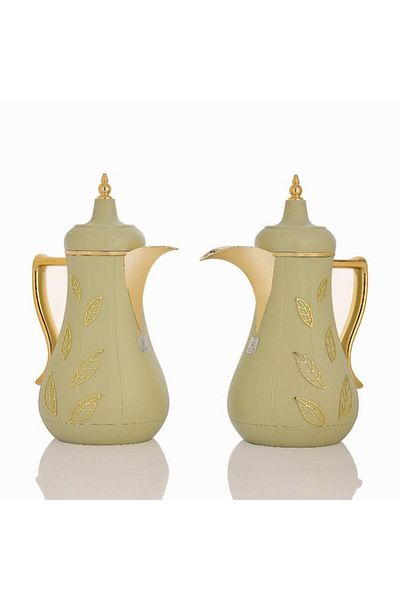 ALSAIF Thermal Glass Thermos Set 2 Pieces 1/1 Liter Light Green
