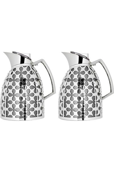ALSAIF Andalusia Glass Thermos Set 0.75/1 Liter Black Silver