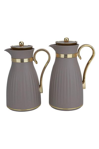 ALSAIF Dana Plastic Thermos Set 2 Pieces Light Grey