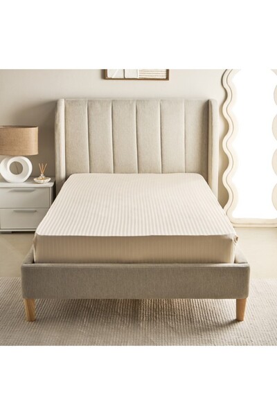 Home Box Hamilton Satin Stripe Twin Fitted Sheet 120x200+36 cm