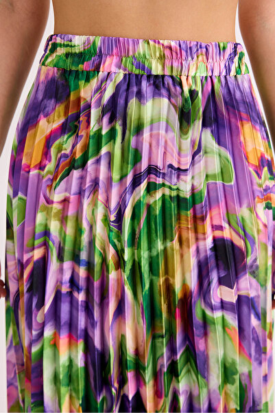 Vitrin Tie Dye Pattern Pleated Midi Skirt