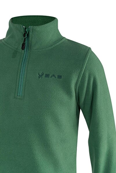 2AS Clara Çocuk Yarım Fermuarlı İnce Polar Sweatshirt Yeşil