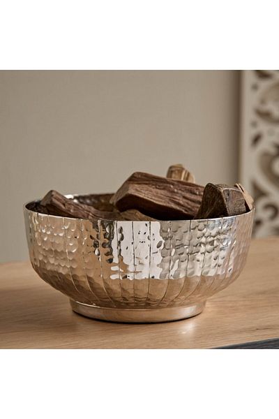 Home Box Ausie Aluminium Sparkle Ribbed Round Bowl 20x20x9 cm