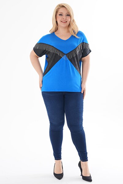 Siyezen Oversize Blouse with Large Size Chain Detail