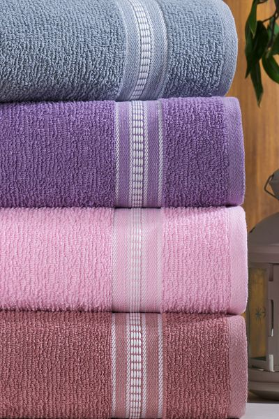 MARLA HOME Velissia Set of 4 Hand-Face Towels |   100% Cotton |   50X90 cm |   Dark Colors