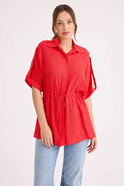 Vitrin Elastic Waist Off Shoulder Loose Blouse