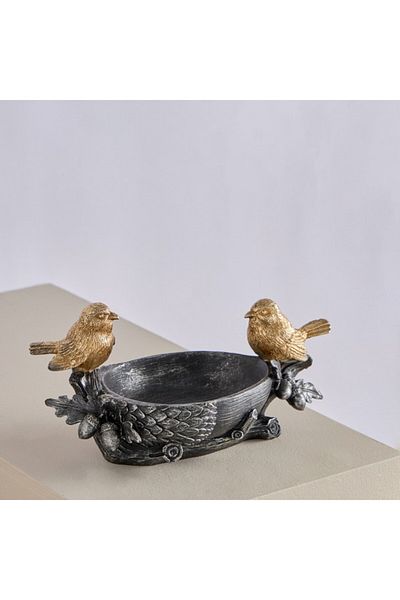 Home Box Wren Polyresin Bird Decorative Platter 29x15x14 cm