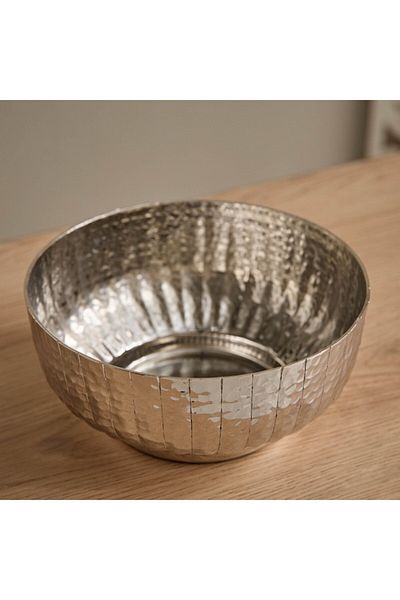 Home Box Ausie Aluminium Sparkle Ribbed Round Bowl 20x20x9 cm
