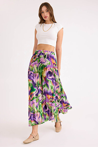 Vitrin Tie Dye Pattern Pleated Midi Skirt