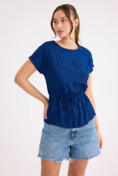 Vitrin Ленена блуза с обло деколте и набрана талия