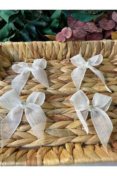 la minör Silver Stone Linen Ribbon Ready Bow -25 Pieces