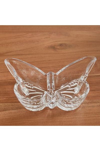 Home Box Vega Deco Glass Butterfly Mini Platter 17x12x3.6 cm