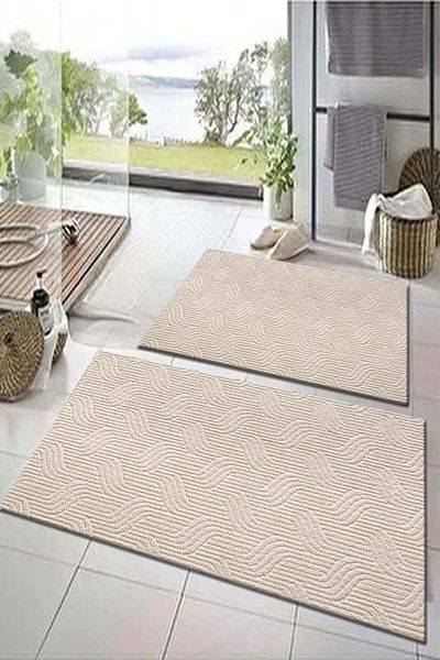 Raschel Carpet Moopy Lux Bath Mat - Non-Slip Base, 50X90 and 40X50 Toilet Seat (2 Pcs)