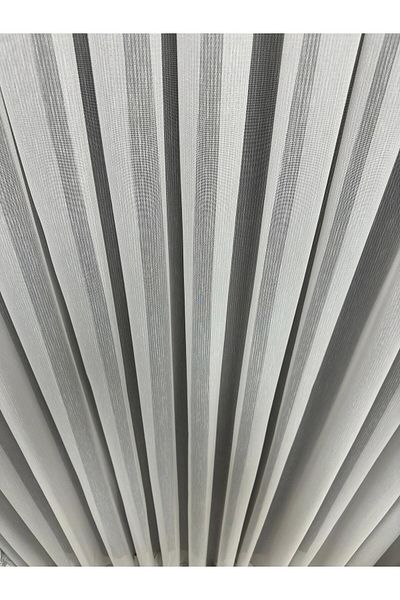 Erdoğanlar Koza Small Fish Back Grey Tulle Curtain 1/3 Close Pleat