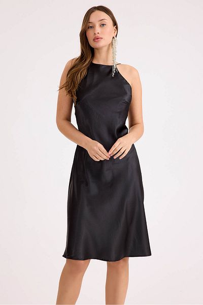 Vitrin Rope Strap Midi Length Satin Dress