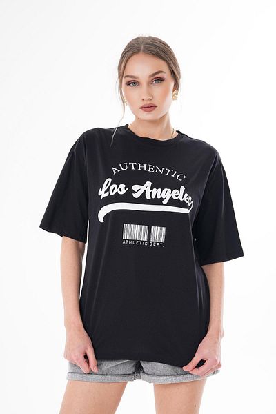 ŞİMAL Tricou oversize pentru damă, cu imprimeu în față, cu decolteu rotund 250152   -