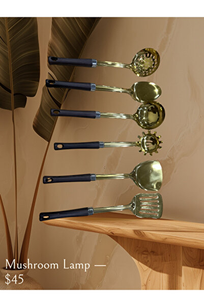 KİTCHENWARE Serving Tongs Set with Gold Stand