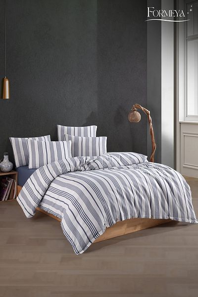Formeya Bettbezug-Set für Einzelbett, garngefärbt aus Baumwolle, mit Knöpfen und Gummizug (1 Kissenbezug)