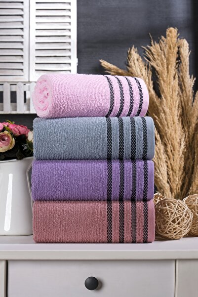 MARLA HOME Velura Set of 4 Hand-Face Towels |   100% Cotton |   50X90 cm |   Dark Colors