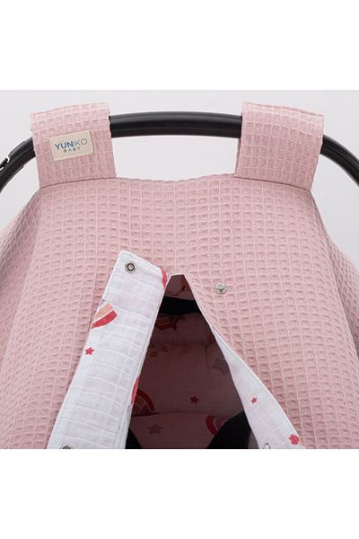 Yunikobaby Pink Rainbow Double Sided Powder Honeycomb Stroller Set