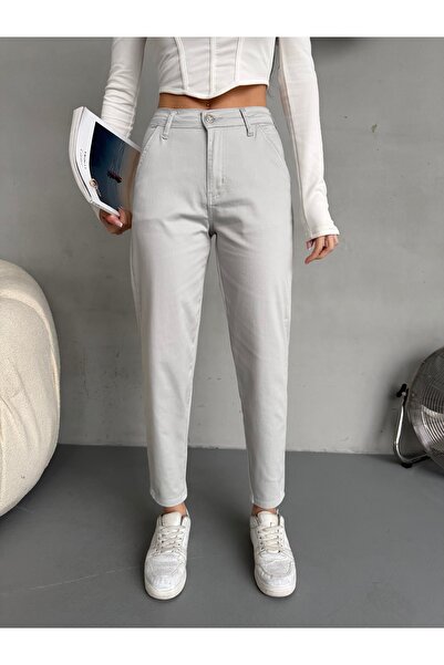 alanora Yüksek Bel Likralı Esnek Mom Pantolon