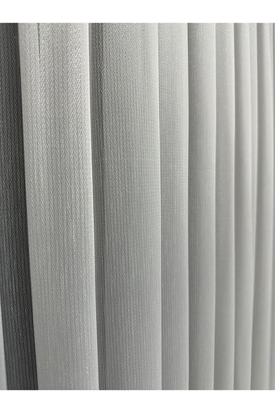 Erdoğanlar Koza Small Fish Back Grey Tulle Curtain 1/3 Close Pleat