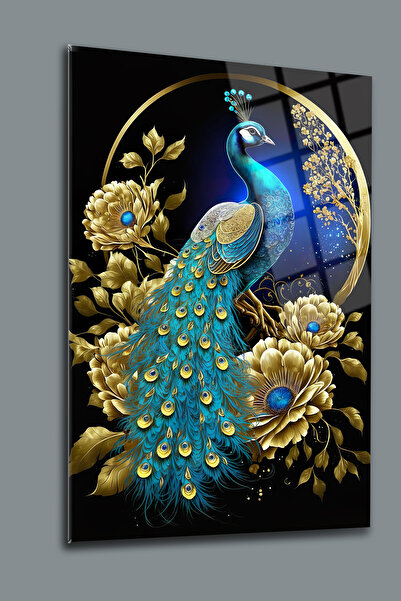 glassartdesign Tavus Kuşu Kırılmaz Cam Tablo 3 Modern Salon Tablosu Ev Ofis Hediyesi Tablo