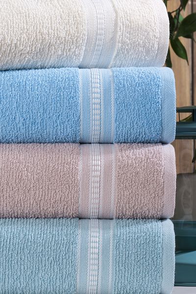 MARLA HOME Velissia Set of 4 Hand-Face Towels |   100% Cotton |   50X90 cm |   Light Colors