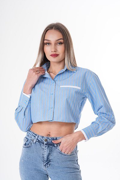 ŞİMAL Cămașă crop cu dungi pentru damă