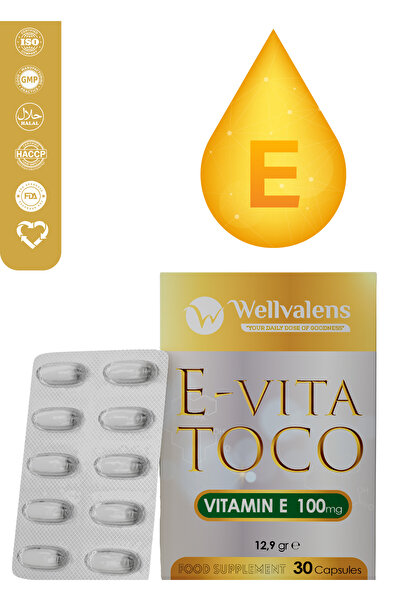 Wellvalens E-vita Toco E Vitamini 100mg - Yüksek Antioksidan Destek 30 Kapsül