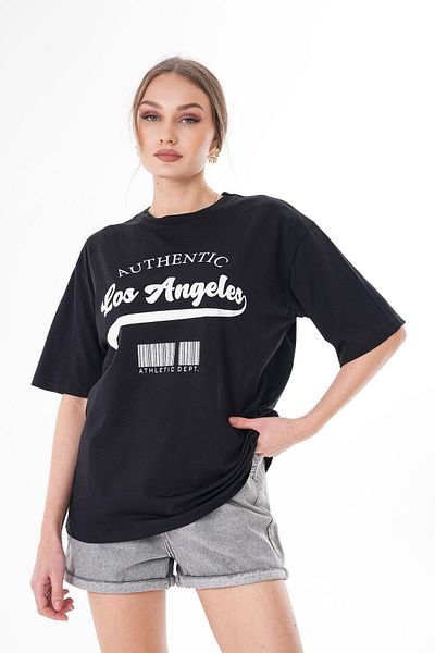 ŞİMAL Tricou oversize pentru damă, cu imprimeu în față, cu decolteu rotund 250152   -