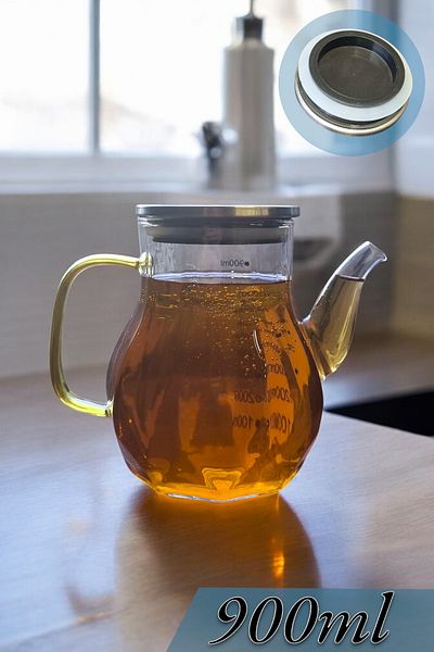 Kitchen Way 900ml Borosilicate Glass Oil Pot with Metal Lid Leak Proof Kw-396
